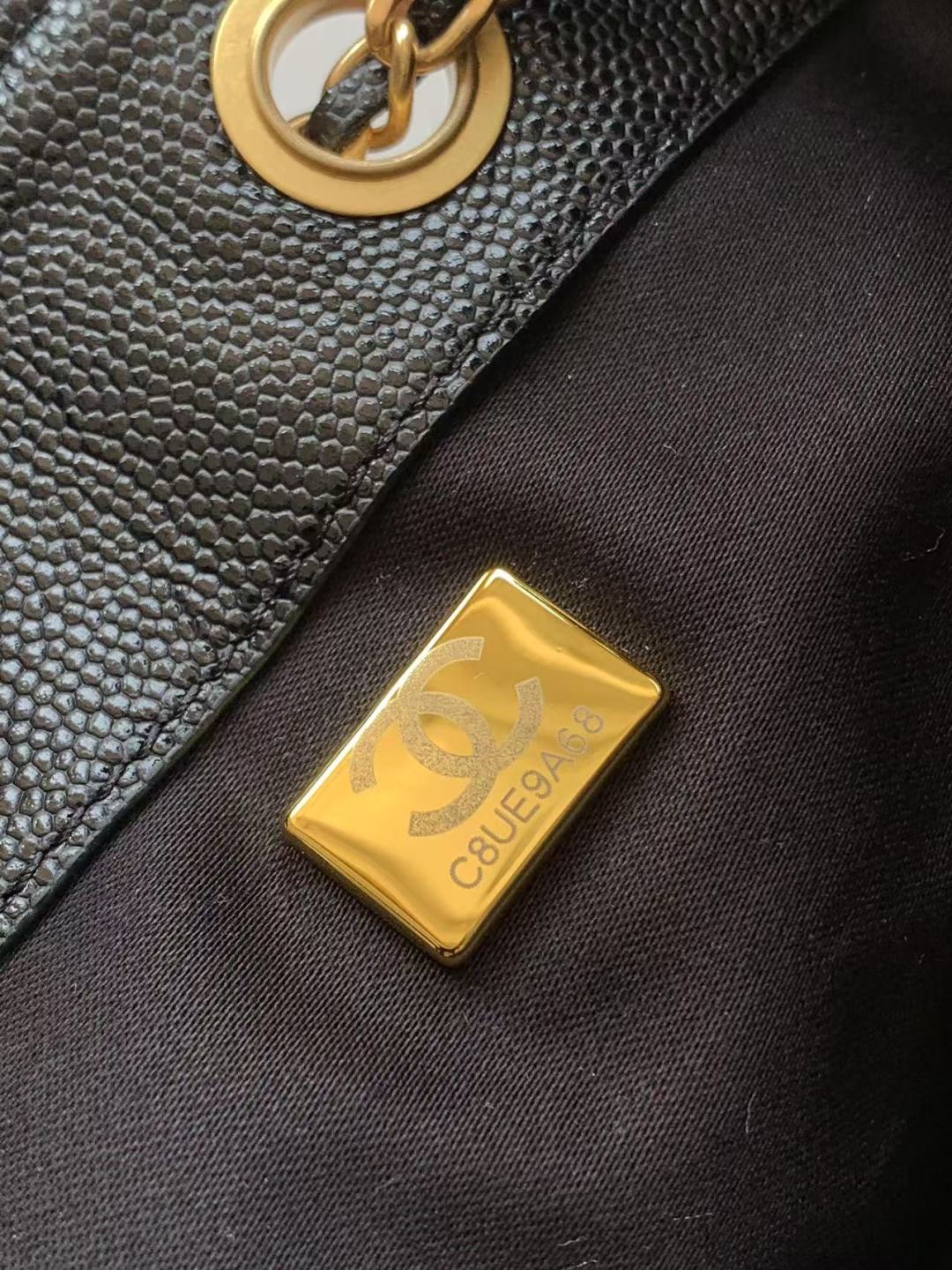 Small Handbag Grained Calfskin & Gold-Tone Metal Bag