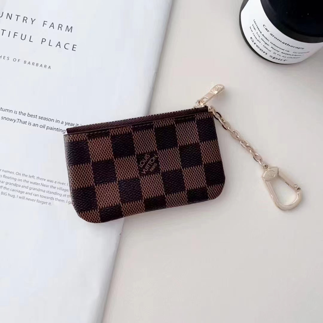 Luxury Inspired Monogram Coin Pouch Collection with Chain Clip