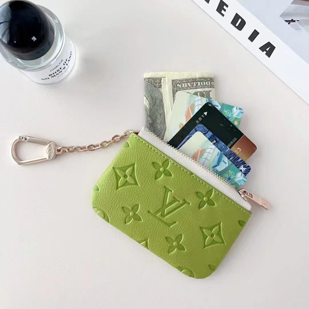 Colorful Inspired Embossed Coin Pouch Collection with Chain Clip