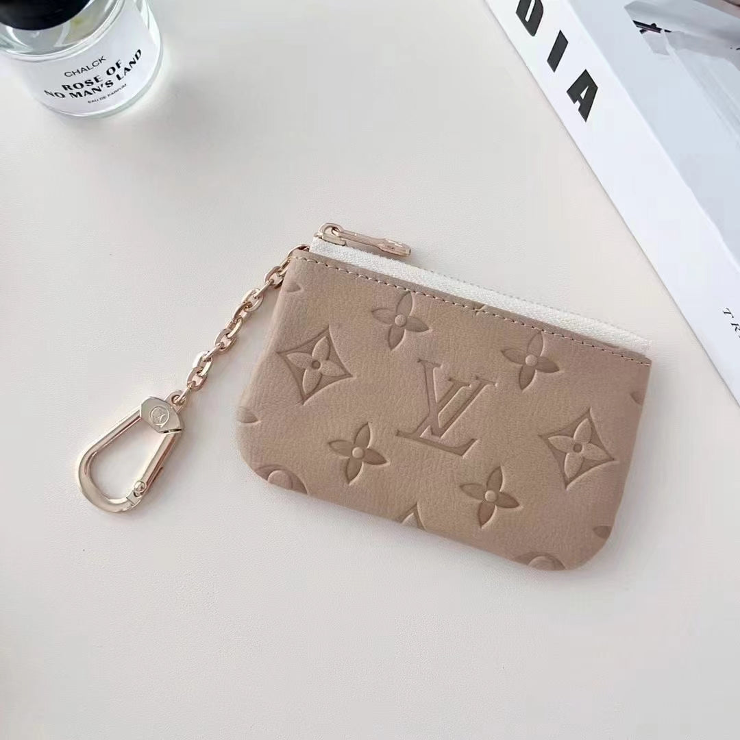 Colorful Inspired Embossed Coin Pouch Collection with Chain Clip