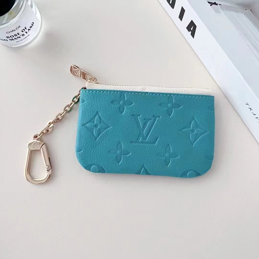 Colorful Inspired Embossed Coin Pouch Collection with Chain Clip
