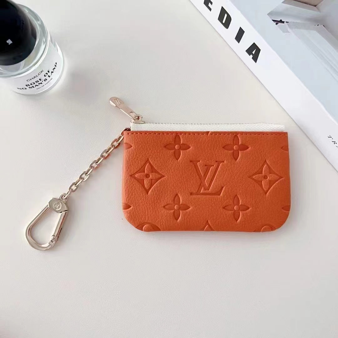 Colorful Inspired Embossed Coin Pouch Collection with Chain Clip