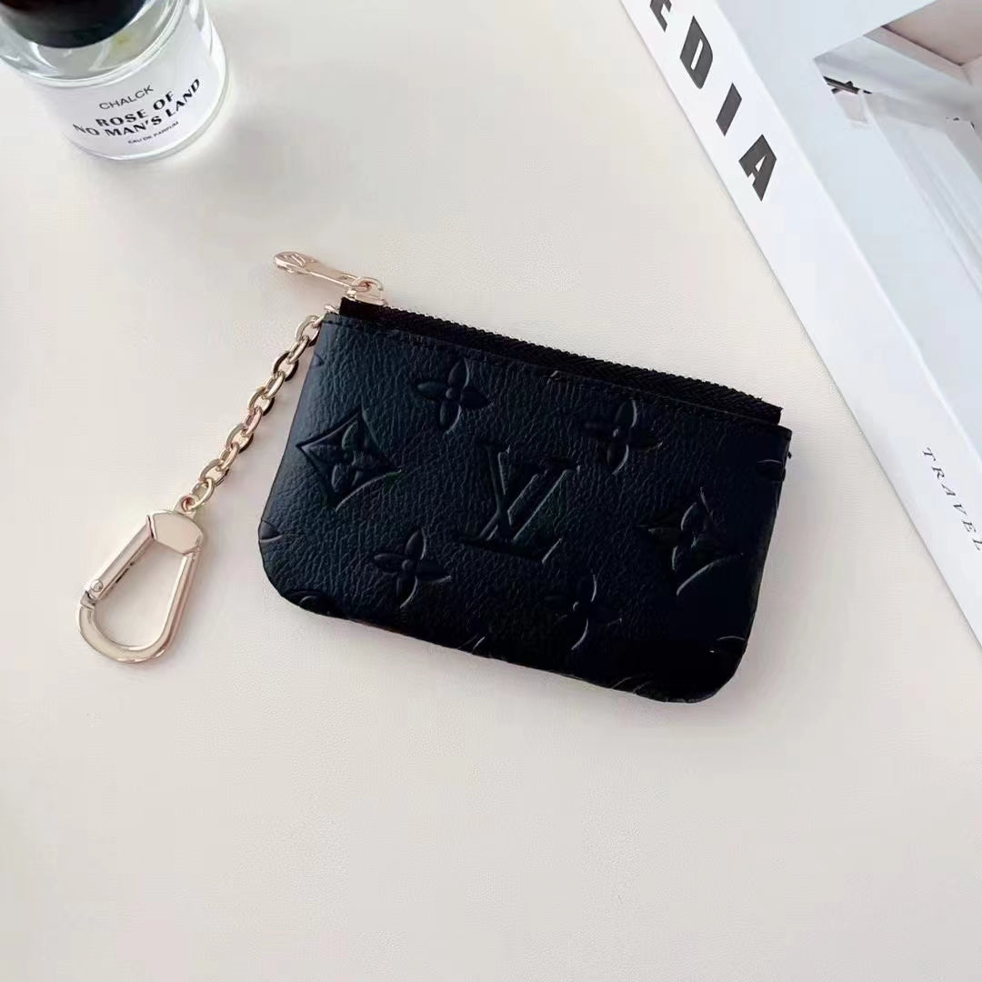 Colorful Inspired Embossed Coin Pouch Collection with Chain Clip