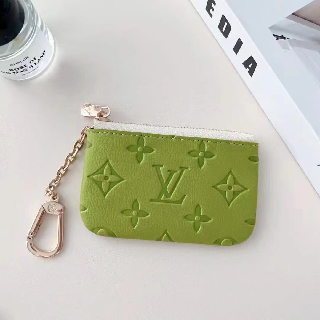 Colorful Inspired Embossed Coin Pouch Collection with Chain Clip