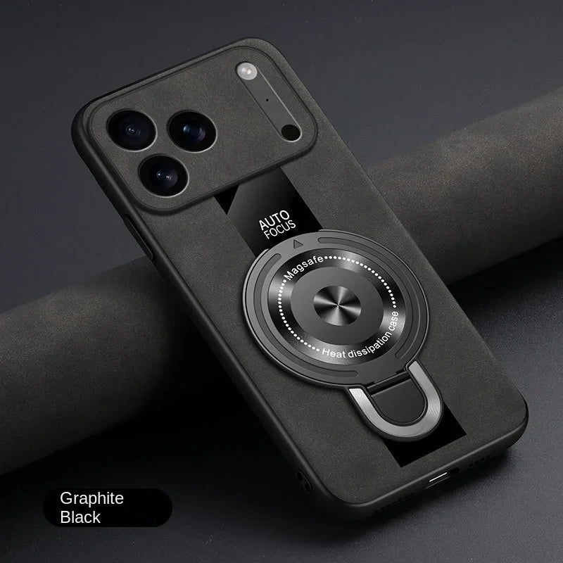 Matte Fiber For Magsafe Case Magnetic Ring Stand Shockproof Cover For iPhone 17 /16 /15 /14