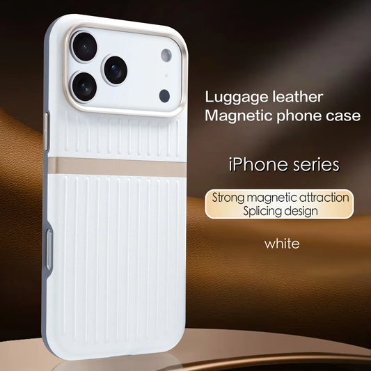 Suitcase Style Case Strong Magnet Embossed Textured Leather For iPhone 17 16 15 14 13