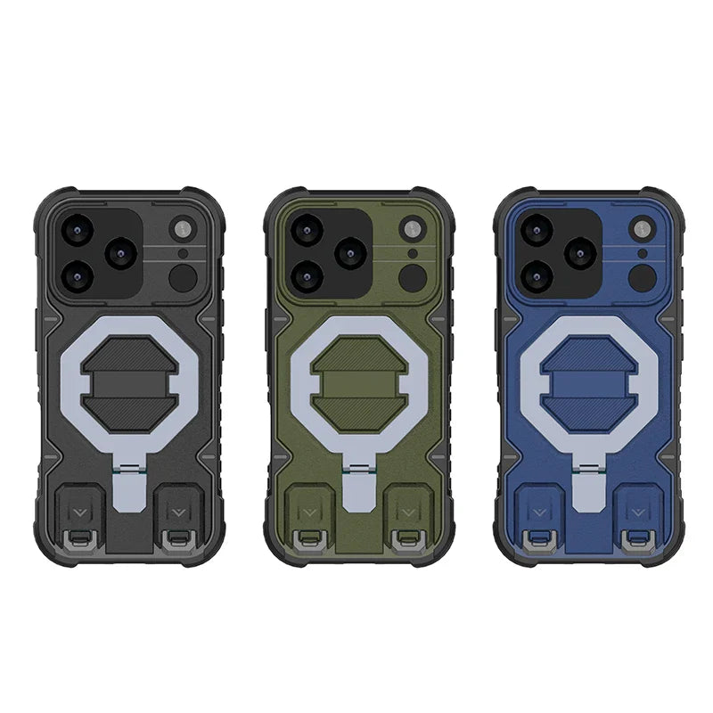Magsafe Magnetic Metal Bracket Phone Case Fall prevention Lanyard Back Cover For iPhone17 /16 /15 /14