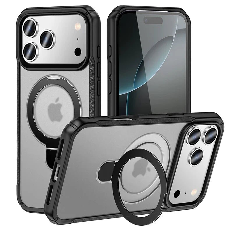 Metal Ring Stand Magnetic Case Wireless Charger Cover Funds For Magsafe IPhone 17/ 16 /15 14