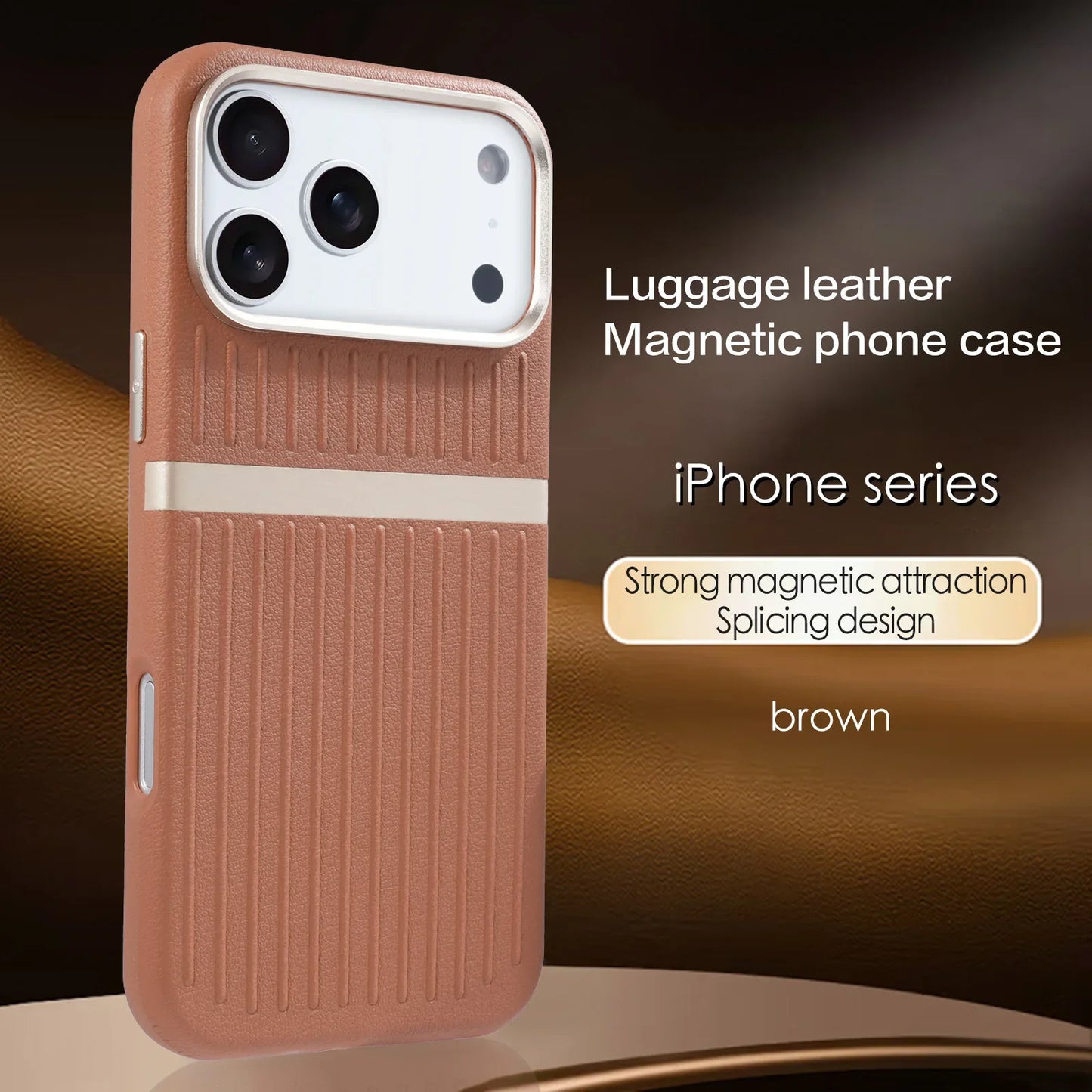 Suitcase Style Case Strong Magnet Embossed Textured Leather For iPhone 17 16 15 14 13