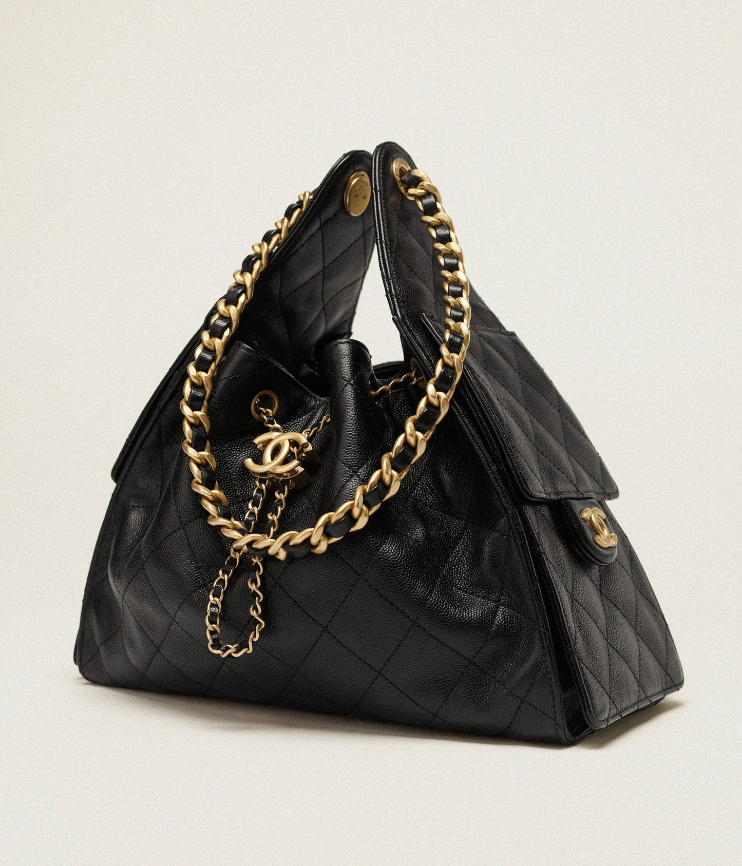 Small Handbag Grained Calfskin & Gold-Tone Metal Bag