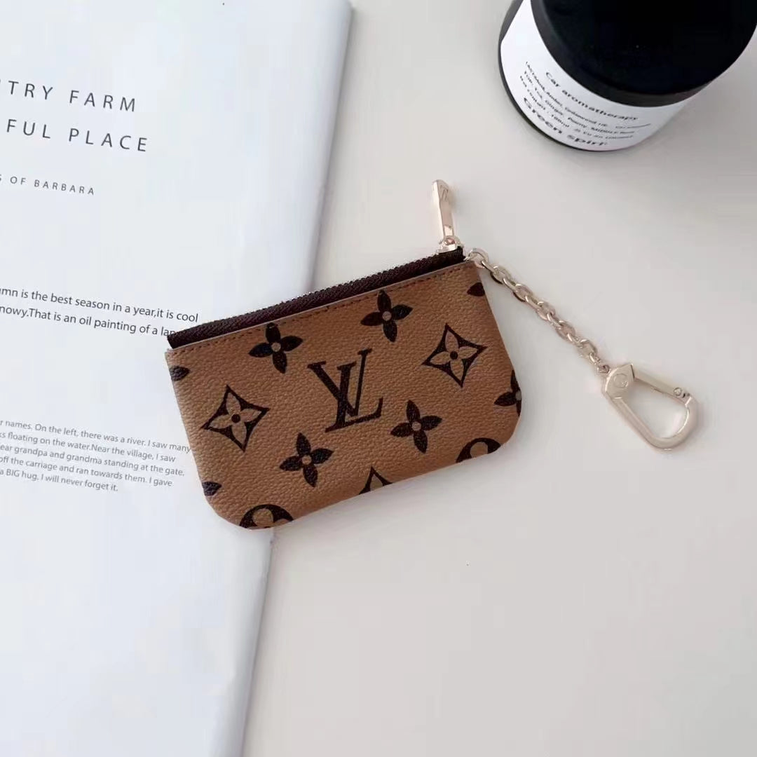 Luxury Inspired Monogram Coin Pouch Collection with Chain Clip