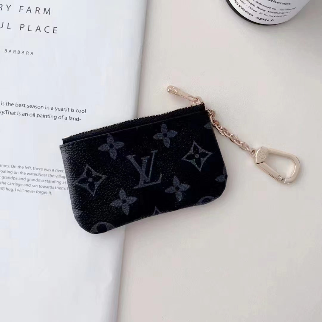 Luxury Inspired Monogram Coin Pouch Collection with Chain Clip