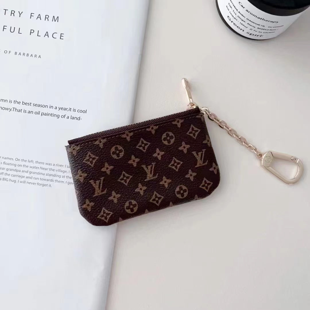Luxury Inspired Monogram Coin Pouch Collection with Chain Clip