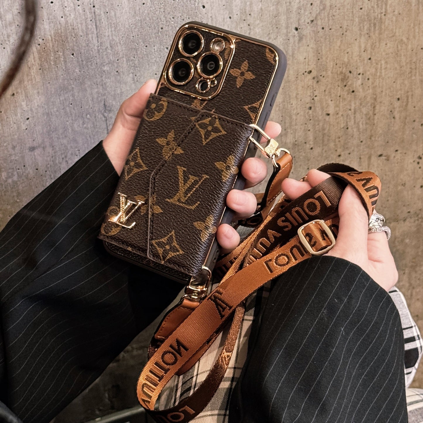 Premium iPhone Case with Wallet and Strap