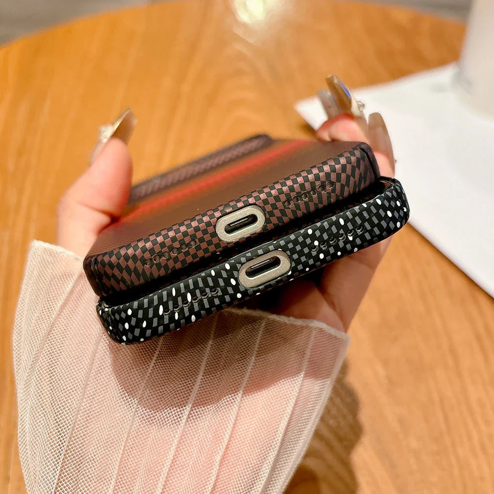 Luxury carbon fibre magsafe charging phone case for iPhone 17/16/15