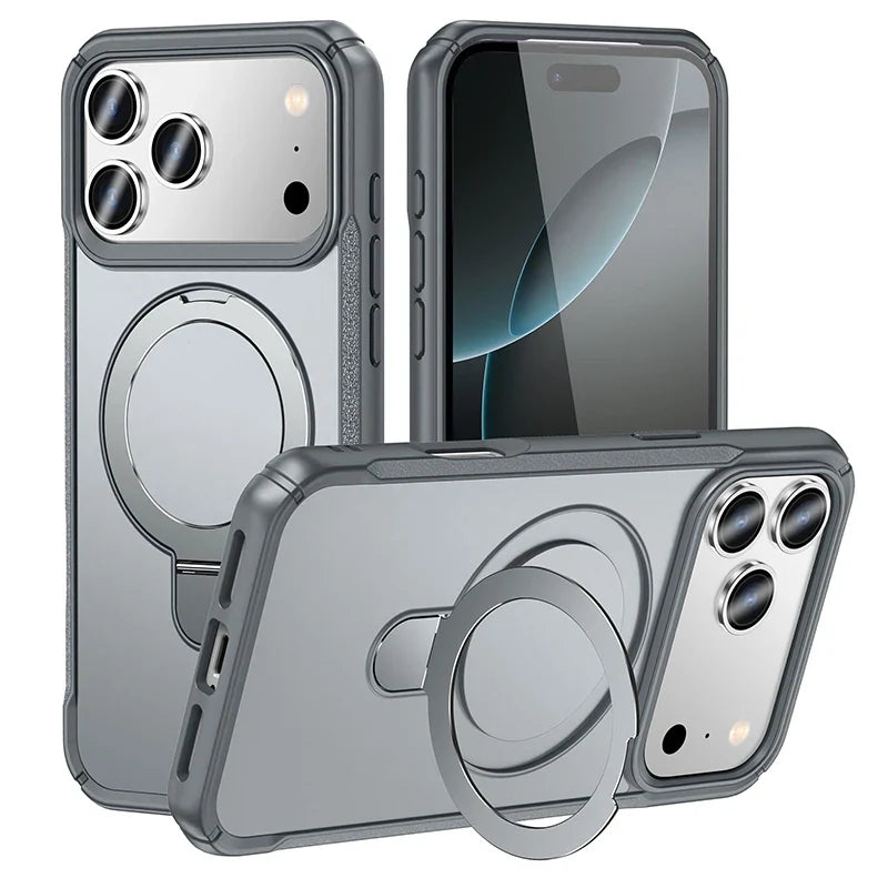 Metal Ring Stand  Magnetic Case Wireless Charger Cover Funds For Magsafe IPhone 17/ 16 /15 14