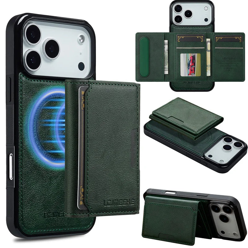 MagSafe Magnetic Flip Leather Phone Case for iPhone 17/ 16/ 15