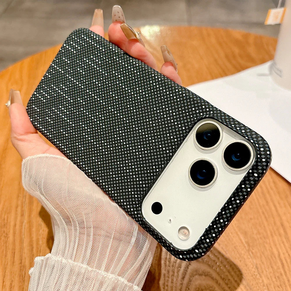 Luxury carbon fibre magsafe charging phone case for iPhone 17/16/15