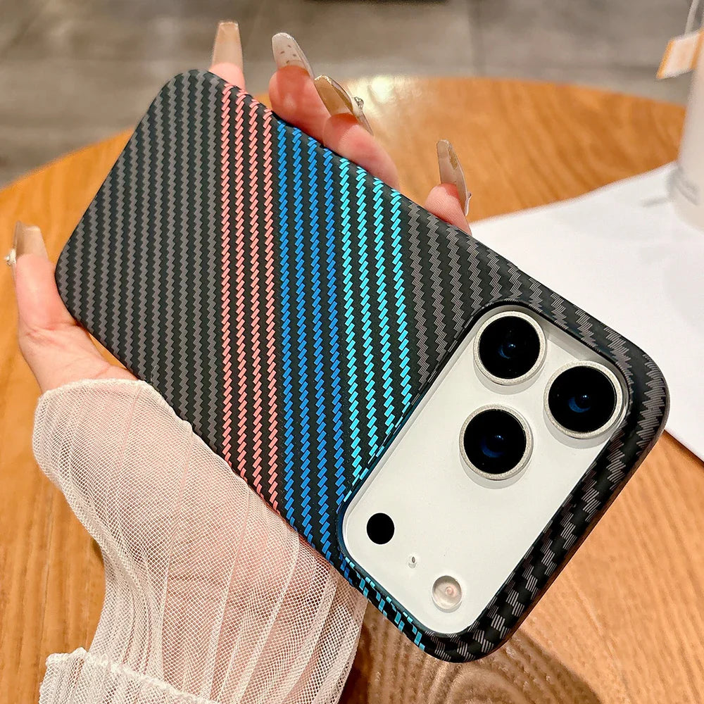 Luxury carbon fibre magsafe charging phone case for iPhone 17/16/15