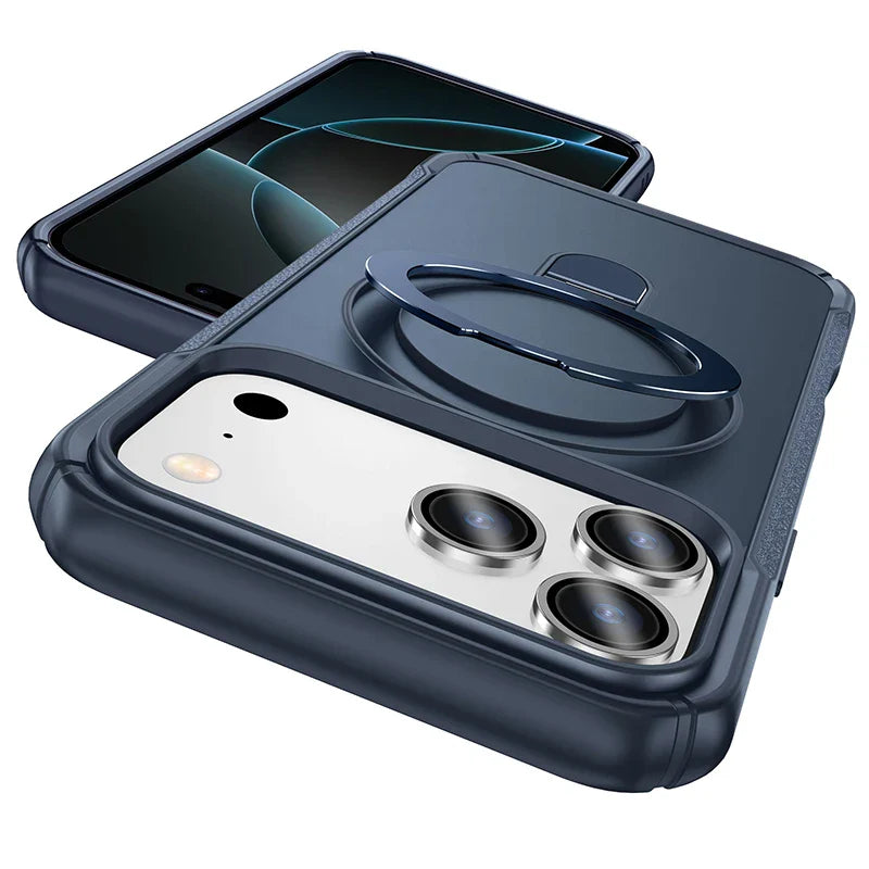Metal Ring Stand  Magnetic Case Wireless Charger Cover Funds For Magsafe IPhone 17/ 16 /15 14