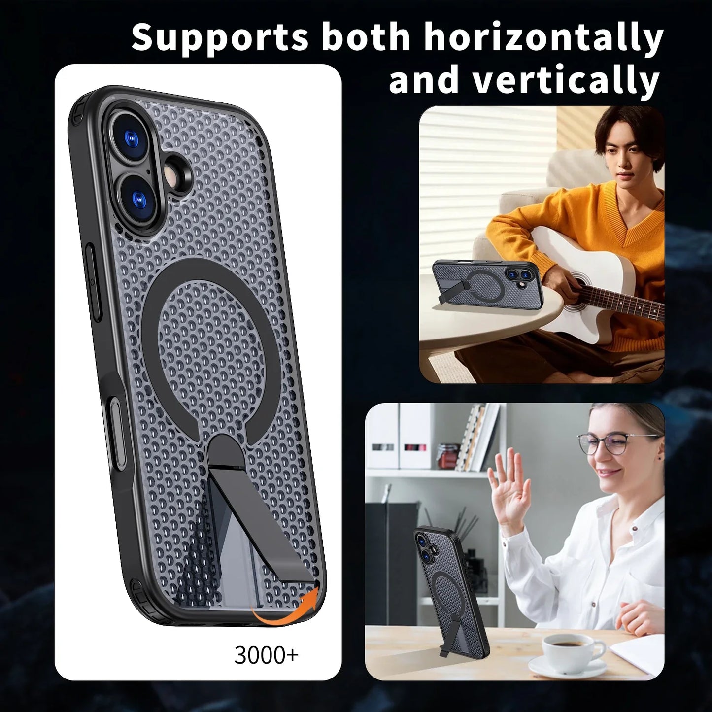 MagSafe Magnetic Case  Anti-drop  Heat Dissipation Protective Cover With Stand for iPhone 17/ 16 /15 /14