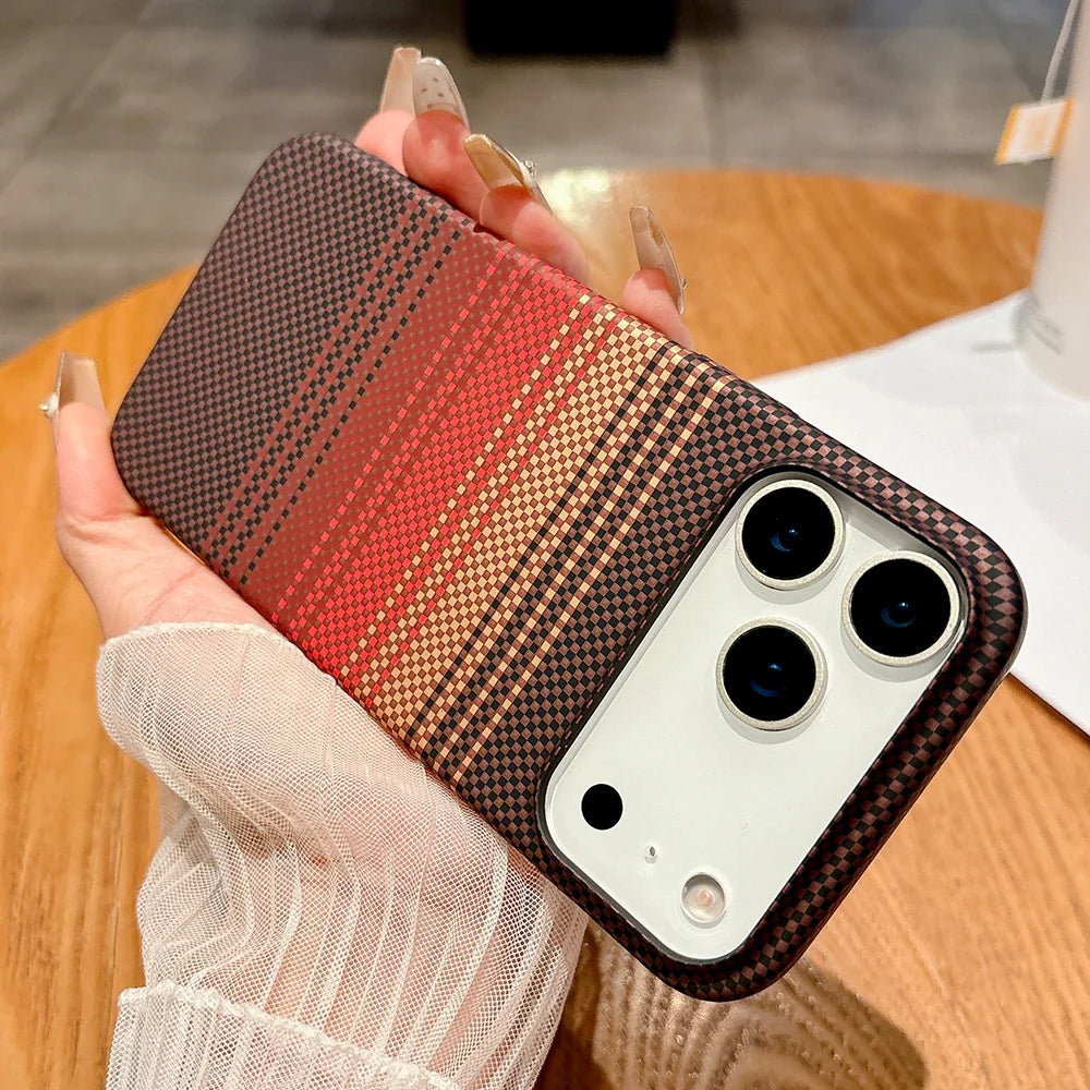 Luxury carbon fibre magsafe charging phone case for iPhone 17/16/15