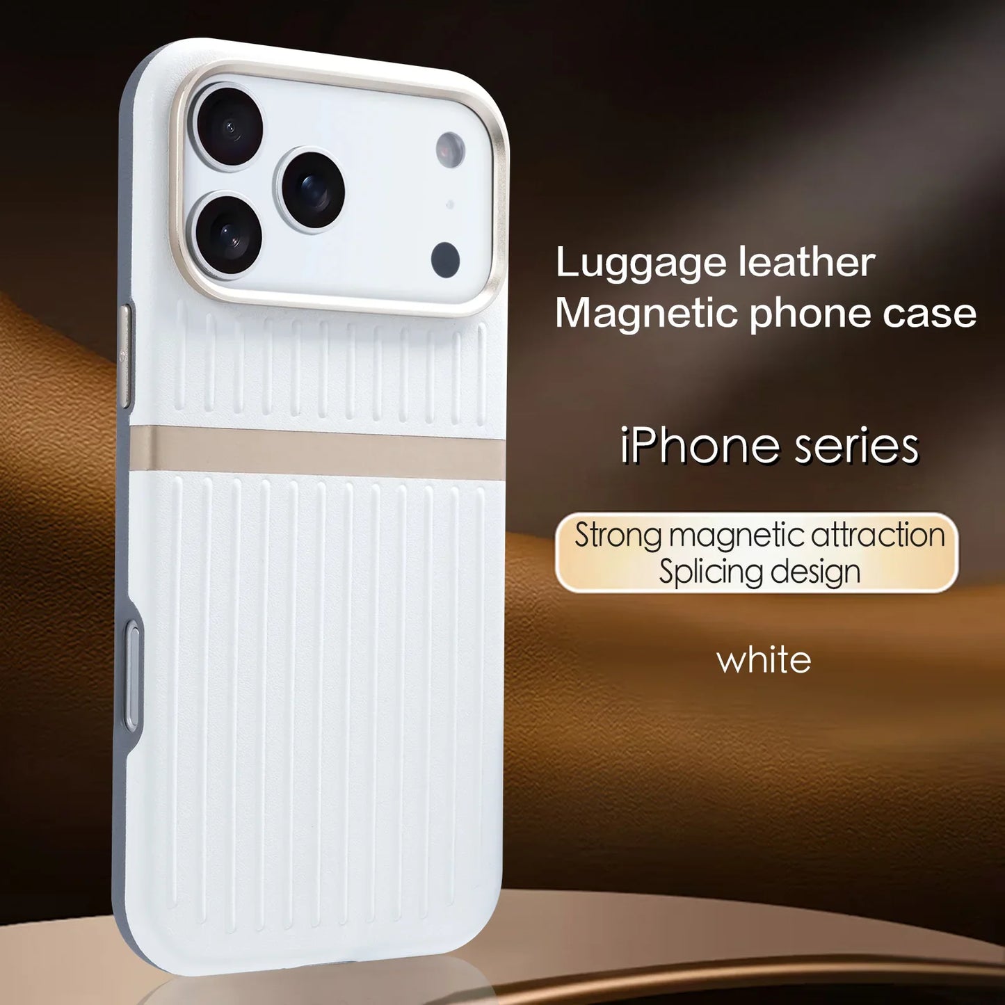 Suitcase Style Case Strong Magnet Embossed Textured Leather For iPhone 17 16 15 14 13