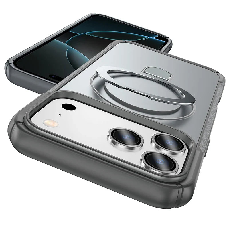 Metal Ring Stand  Magnetic Case Wireless Charger Cover Funds For Magsafe IPhone 17/ 16 /15 14