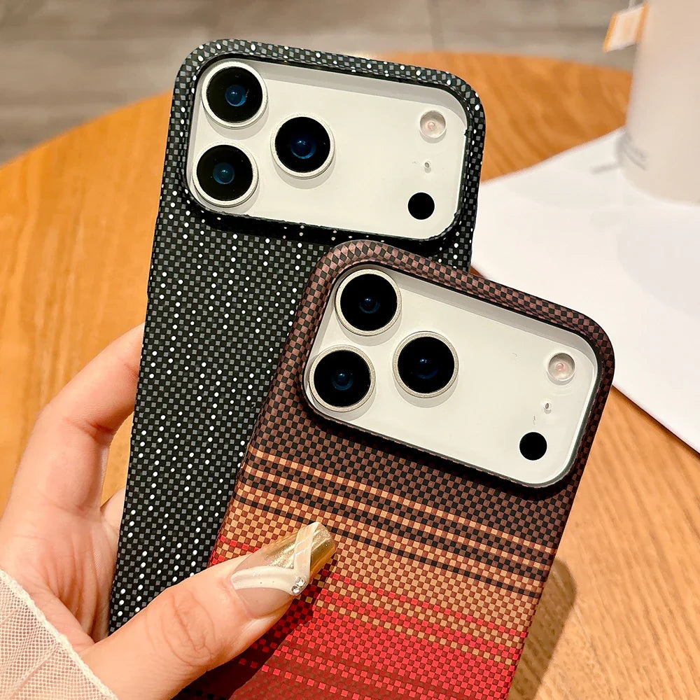 Luxury carbon fibre magsafe charging phone case for iPhone 17/16/15