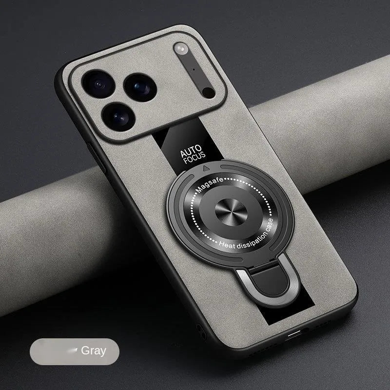Matte Fiber For Magsafe Case  Magnetic Ring Stand Shockproof Cover For iPhone 17 /16 /15 /14