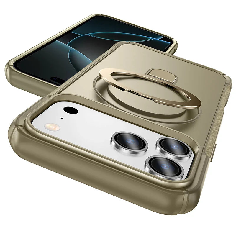 Metal Ring Stand  Magnetic Case Wireless Charger Cover Funds For Magsafe IPhone 17/ 16 /15 14