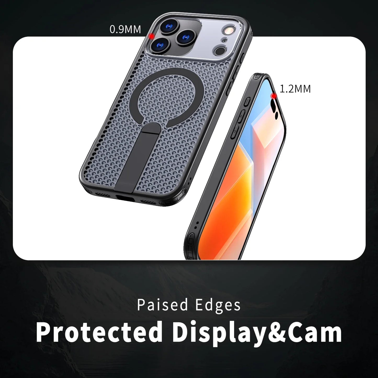 MagSafe Magnetic Case  Anti-drop  Heat Dissipation Protective Cover With Stand for iPhone 17/ 16 /15 /14