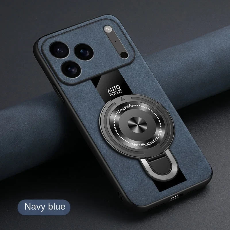 Matte Fiber For Magsafe Case  Magnetic Ring Stand Shockproof Cover For iPhone 17 /16 /15 /14