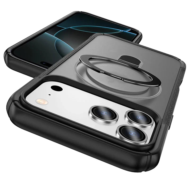Metal Ring Stand  Magnetic Case Wireless Charger Cover Funds For Magsafe IPhone 17/ 16 /15 14
