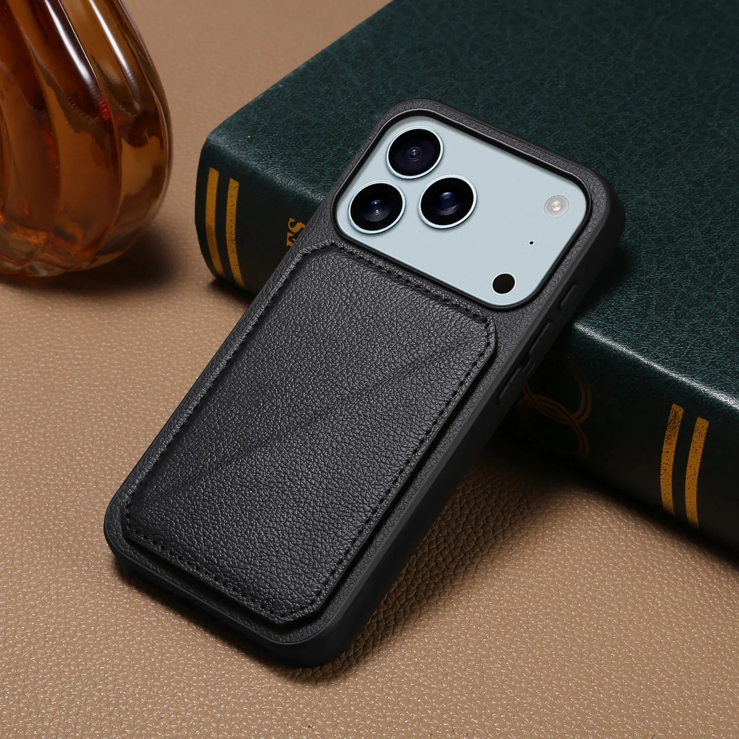 Leather Phone Case Invisible Bracket Card Holder For Cover For iPhone 17/ 16/ 15/ 14