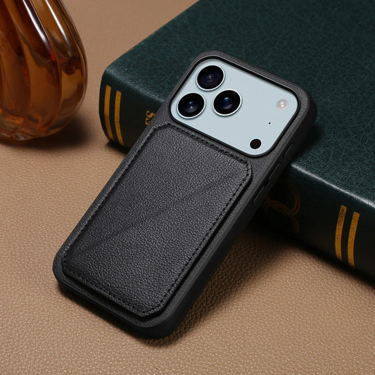 Leather Phone Case Invisible Bracket Card Holder For Cover For iPhone 17/ 16/ 15/ 14