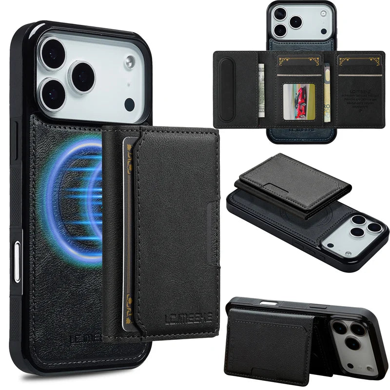MagSafe Magnetic Flip Leather Phone Case for iPhone 17/ 16/ 15