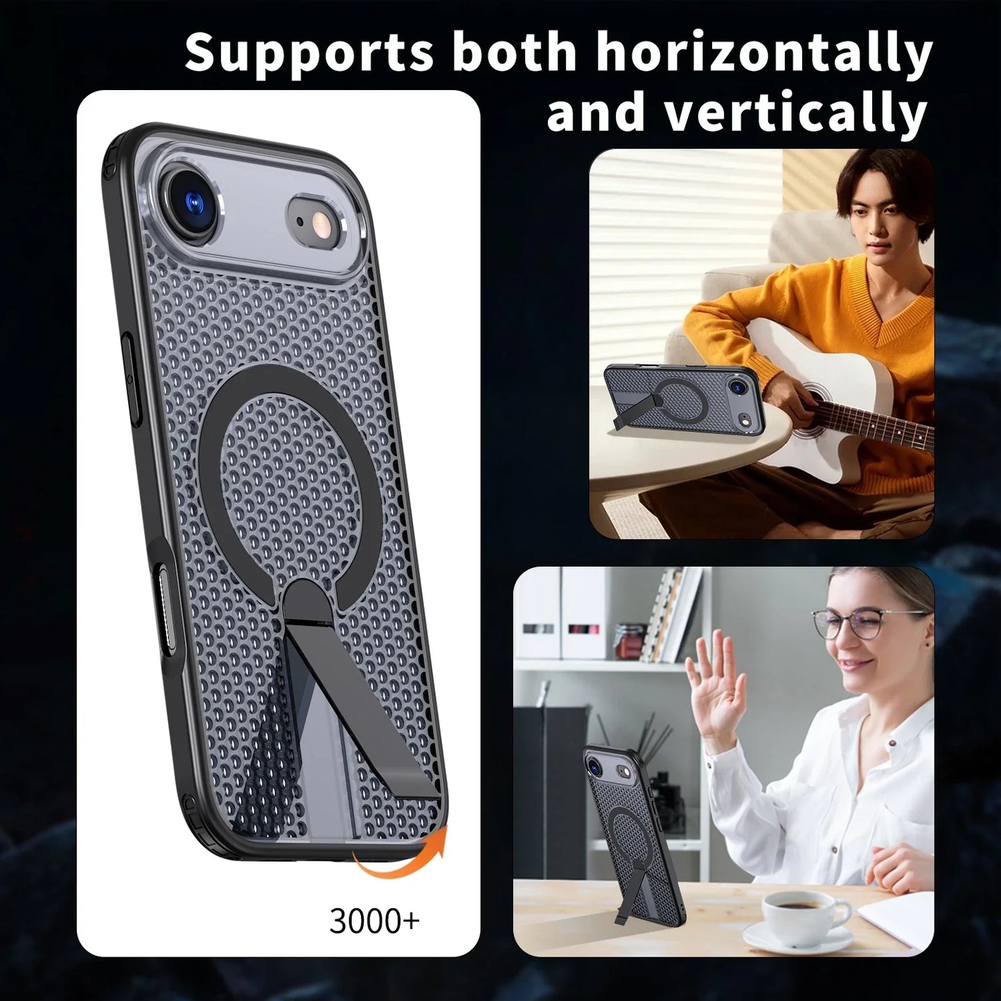 MagSafe Magnetic Case  Anti-drop  Heat Dissipation Protective Cover With Stand for iPhone 17/ 16 /15 /14