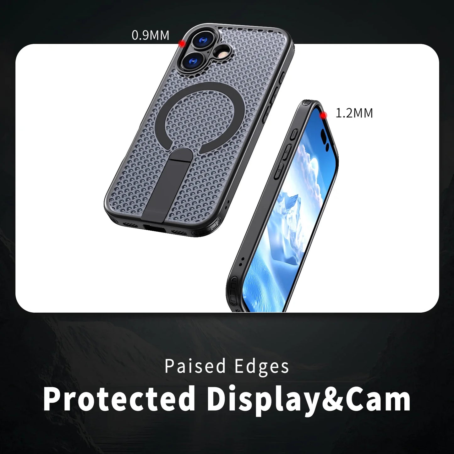 MagSafe Magnetic Case  Anti-drop  Heat Dissipation Protective Cover With Stand for iPhone 17/ 16 /15 /14