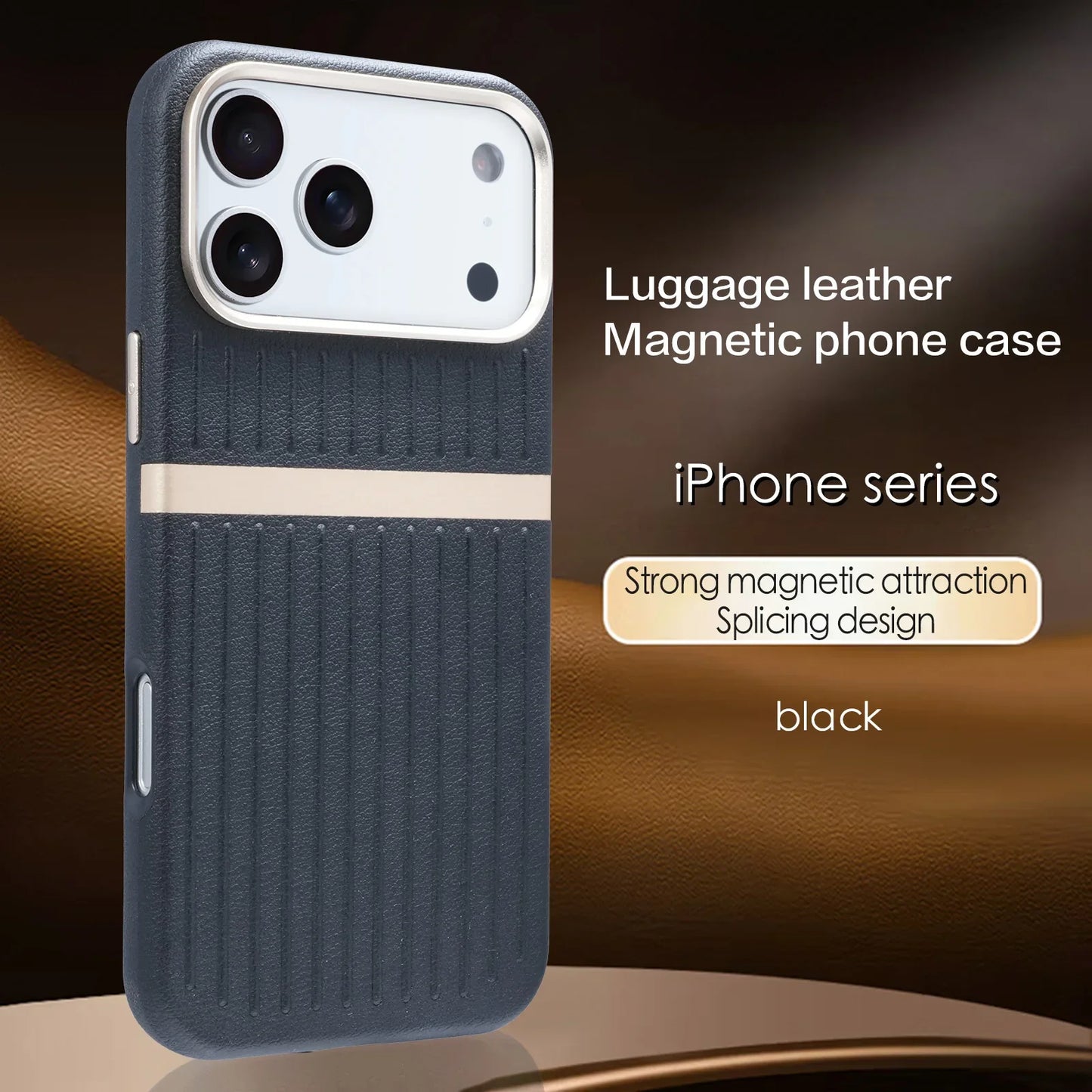 Suitcase Style Case Strong Magnet Embossed Textured Leather For iPhone 17 16 15 14 13
