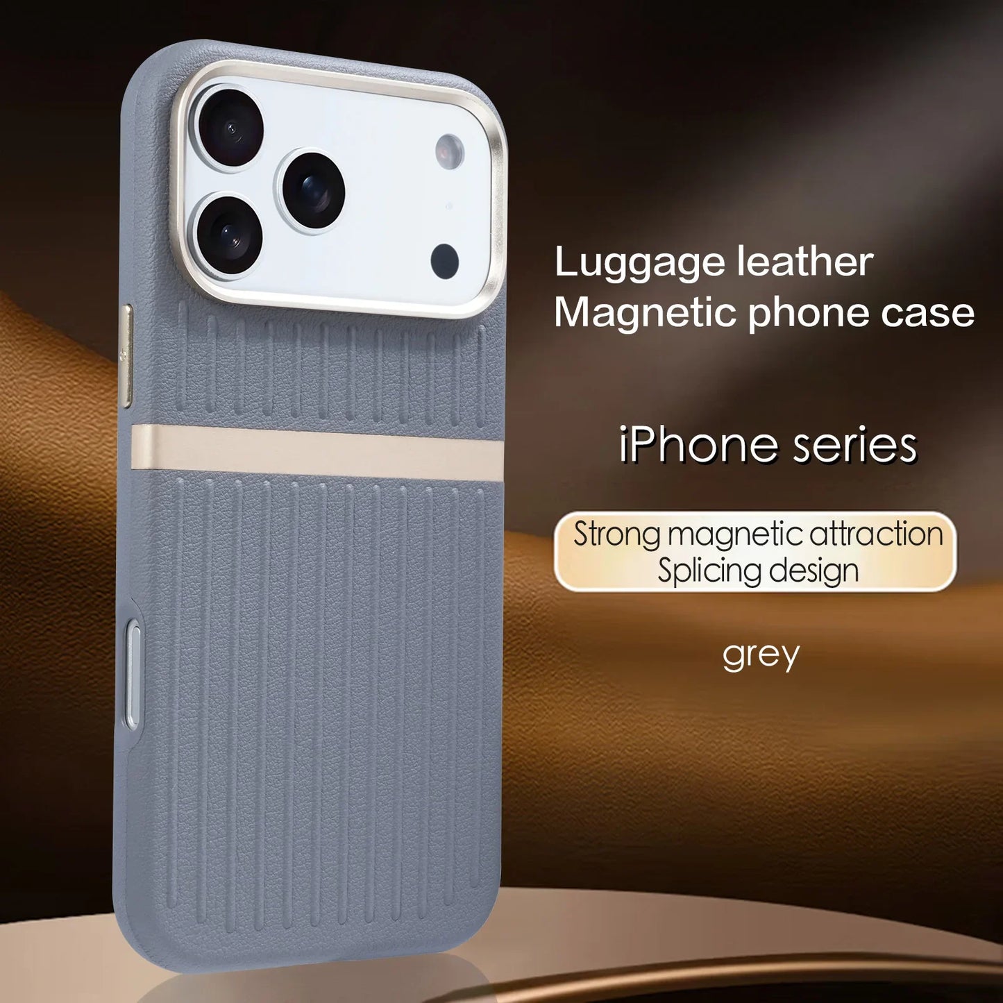 Suitcase Style Case Strong Magnet Embossed Textured Leather For iPhone 17 16 15 14 13