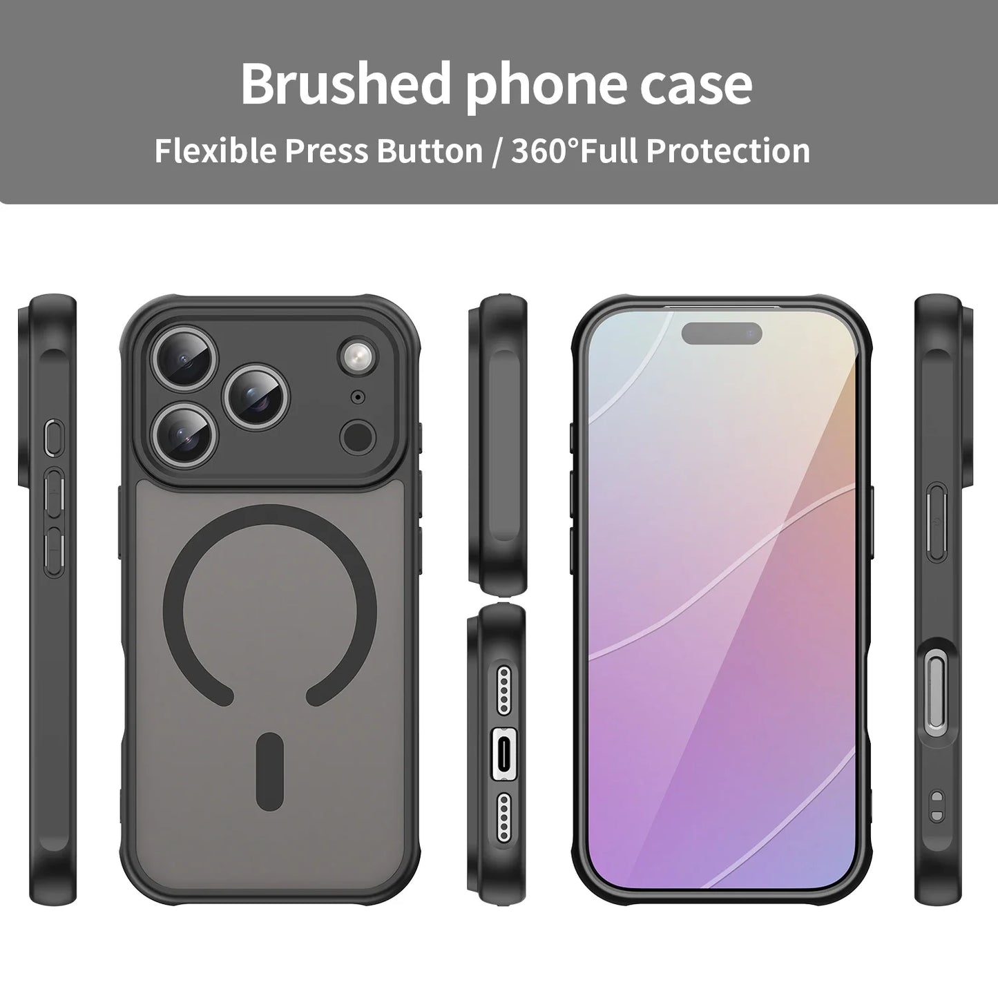 Shockproof Skin feel Matte Translucent Magnetic Case For iPhone 17 /16 /15 /14