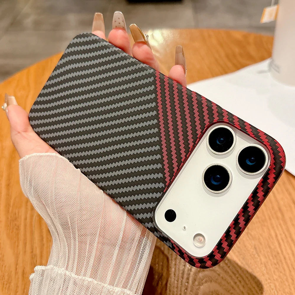 Luxury carbon fibre magsafe charging phone case for iPhone 17/16/15